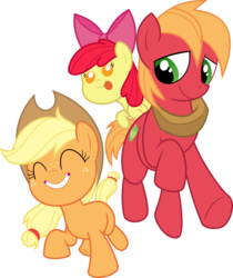 Size: 6000x7149 | Tagged: safe, artist:chainchomp2, artist:sibsy, idw, apple bloom, applejack, big macintosh, earth pony, pony, g4, absurd resolution, colt, female, filly, male, simple background, transparent background, vector, younger