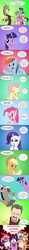 Size: 1057x8982 | Tagged: safe, artist:doublewbrothers, applejack, discord, fluttershy, pinkie pie, rainbow dash, rarity, twilight sparkle, alicorn, draconequus, earth pony, human, pegasus, pony, unicorn, g4, :o, angry, bipedal, blue background, blushing, body horror, comic, cute, dialogue, dilated pupils, discord suit, eye shimmer, eyes closed, female, floppy ears, fluttercat, flutterpet, fluttershy wants to be a pet, frown, glare, green background, happy, hoof over mouth, horrified, insult, john de lancie, lidded eyes, magic, male, mane six, mare, open mouth, pink background, pointing, q, raised eyebrow, rearing, red background, sad, scared, screaming, self-conscious, shocked, shocked expression, shyabetes, simple background, smiling, smirk, speech bubble, spread wings, teasing, this will end in tears, this will end in therapy, tongue out, twilight sparkle (alicorn), wat, what a twist, wide eyes, wingding eyes, wings