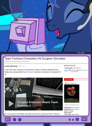 Size: 563x769 | Tagged: safe, princess luna, gamer luna, g4, exploitable meme, surgeon simulator 2013, team fortress 2, tv meme