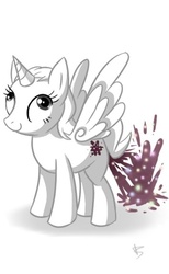 Size: 353x572 | Tagged: safe, artist:seyumei, oc, oc only, pony, unicorn, diarrhea, female, glitter, poop, pooping, simple background, solo
