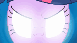 Size: 640x360 | Tagged: safe, artist:empty-10, twilight sparkle, pony, g4, animated, badass, eyes closed, female, giga drill breaker, glare, gritted teeth, horn, impossibly large horn, solo, tengen toppa gurren lagann, youtube link