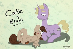 Size: 1280x860 | Tagged: safe, artist:stragnerdanger, artist:strangerdanger, oc, oc only, oc:brann flakes, oc:cookie dough, oc:cookie dough (trottingham), ask cookie and brann