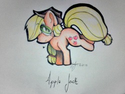 Size: 640x480 | Tagged: safe, artist:lerainbowturtle, applejack, g4, bucking, female, solo