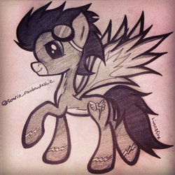 Size: 1024x1024 | Tagged: safe, artist:livenzfire, soarin', g4, male, solo, traditional art