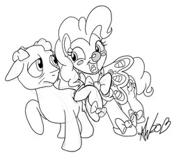 Size: 1536x1408 | Tagged: safe, artist:snapai, pinkie pie, ponyacci, g4, clown, monochrome