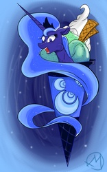 Size: 2100x3360 | Tagged: safe, artist:br0neephumes, princess luna, g4, female, ice cream, solo, whipped cream