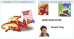 Size: 475x251 | Tagged: safe, flash sentry, garble, dragon, g4, exploitable meme, juxtaposition, juxtaposition win, same voice actor, vincent tong