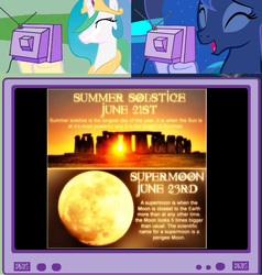 Size: 901x946 | Tagged: safe, princess celestia, princess luna, g4, exploitable meme, summer solstice, supermoon, tv meme