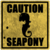 Size: 500x500 | Tagged: safe, lyra heartstrings, sea pony, g4, ambiguous gender, caution sign, cover art, grin, parody, seaman, seapony lyra, sign, silhouette, smiling, solo, species swap, video game