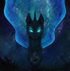 Size: 889x899 | Tagged: safe, artist:sevireth, nightmare moon, oc, oc:nyx, fanfic:past sins, tumblr:nyx contacts, g4, armor, epic, nightmare nyx, portrait, solo