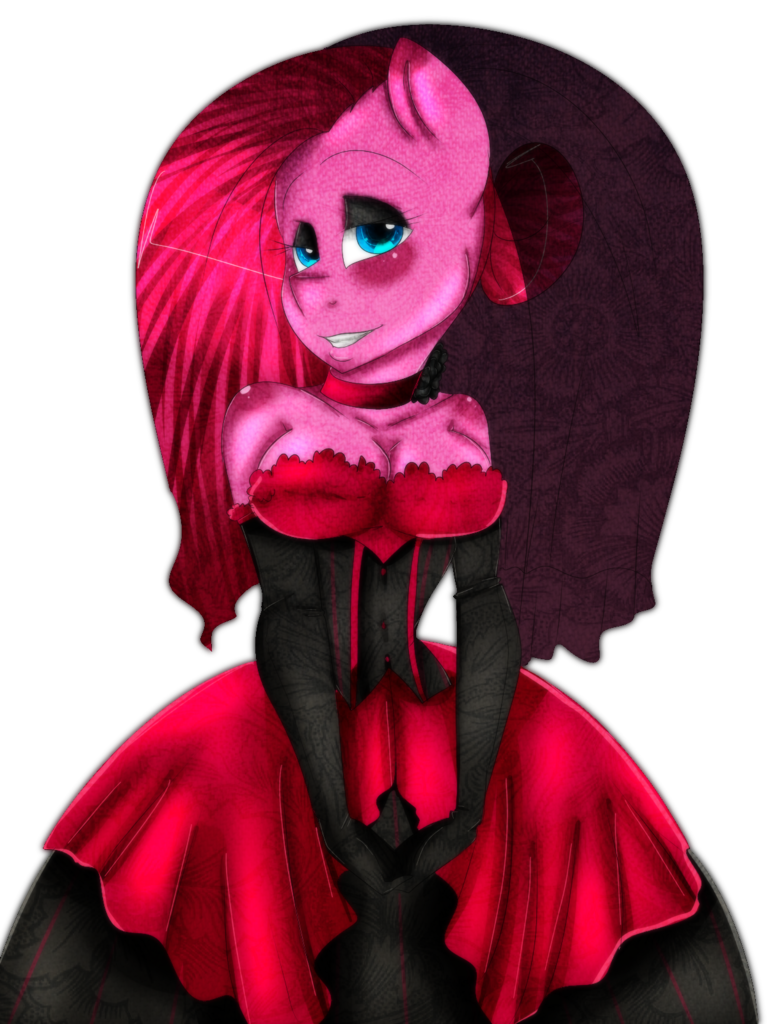 354234 Safe Artistpurplethemanic Pinkie Pie Anthro Cleavage Clothes Dress Female