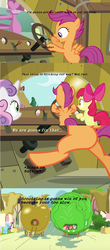 Size: 633x1433 | Tagged: safe, edit, edited screencap, screencap, apple bloom, babs seed, bon bon, daisy, flower wishes, scootaloo, shoeshine, sweetie belle, sweetie drops, g4, my little pony: friendship is magic, one bad apple, car, comic, cutie mark crusaders, hay, race, screencap comic