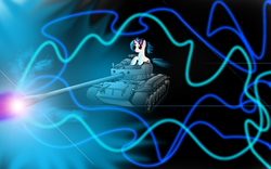 Size: 1440x900 | Tagged: safe, artist:filincool, dj pon-3, vinyl scratch, g4, female, solo, t26e4 super pershing, tank (vehicle)