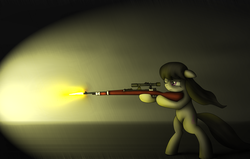 Size: 3716x2359 | Tagged: safe, artist:filincool, pony, bipedal, gun, kar98, rifle, solo