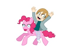 Size: 732x562 | Tagged: safe, artist:thecheeseburger, pinkie pie, human, g4, riding
