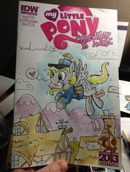Size: 768x1024 | Tagged: safe, artist:katiecandraw, idw, derpy hooves, pegasus, pony, g4, 2013, drama, female, mailmare, mailpony, mare, palindrome get, solo