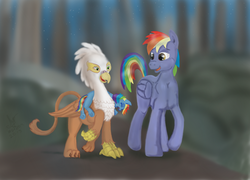 Size: 1280x920 | Tagged: safe, artist:xsizorback, rainbow blaze, rainbow dash, oc, griffon, g4, shipping