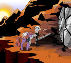 Size: 900x794 | Tagged: dead source, safe, artist:hereticofdune, oc, oc only, fallout equestria, cloudy melody, fanfic, forgotten light, silver aura, vault