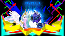 Size: 1920x1080 | Tagged: safe, artist:proffes, princess celestia, princess luna, g4, crystallized, vector, wallpaper