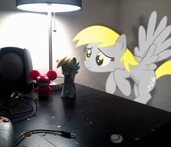 Size: 2864x2448 | Tagged: safe, artist:lucarious, derpy hooves, pegasus, pony, g4, controller, deadmau5, female, lamp, light, mare, ponies in real life, shadow, table, toy, vector