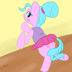 Size: 700x700 | Tagged: safe, artist:php10, silky slipper, earth pony, pony, g1, g4, ballerina, blushing, butt, butt blush, clothes, female, g1 to g4, generation leap, mare, plot, skirt, solo, tutu