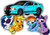 Size: 2846x2011 | Tagged: safe, artist:rray-xd, applejack, dj pon-3, rainbow dash, twilight sparkle, vinyl scratch, g4, car, ford, ford mustang, shelby, shelby gt500 mustang