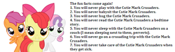 Size: 623x188 | Tagged: safe, apple bloom, scootaloo, sweetie belle, g4, cutie mark crusaders, feels, text, you will never x