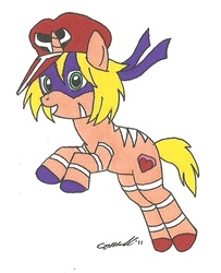 Size: 665x818 | Tagged: safe, artist:cqmorrell, pony, unicorn, ponified, signature, solo, yatterman, yatterman 2