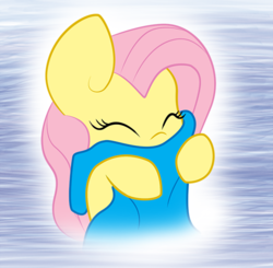 Size: 600x589 | Tagged: safe, artist:martian, fluttershy, g4, cute, female, shyabetes, snuggling, solo, towel