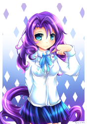 Size: 1000x1421 | Tagged: safe, artist:fenrixion, rarity, human, g4, female, humanized, pixiv, solo, tailed humanization