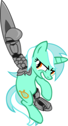 Size: 499x921 | Tagged: safe, artist:nightoneverest, lyra heartstrings, cyborg, pony, unicorn, g4, automail, bipedal, crossover, female, fullmetal alchemist, funny, funny as hell, grin, hand, prosthetic limb, prosthetics, simple background, solo, that pony sure does love hands, that pony sure does love humans, transparent background