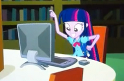 Size: 301x197 | Tagged: safe, twilight sparkle, equestria girls, g4, my little pony equestria girls, computer, female, solo