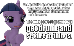 Size: 960x600 | Tagged: safe, artist:pinkie diane roosevelt phd, twilight sparkle, g4, 3d, female, freeman's mind, gmod, heisenberg uncertainty theory, reaction image, reference, science, solo