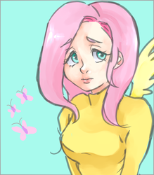 Size: 700x800 | Tagged: safe, artist:lavierge, fluttershy, human, g4, female, humanized, solo, winged humanization