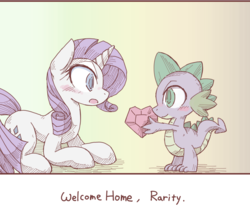 Size: 1000x866 | Tagged: safe, artist:kolshica, rarity, spike, g4, female, male, ship:sparity, shipping, straight