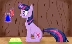 Size: 1000x625 | Tagged: safe, artist:motherless-goat666, twilight sparkle, g4, book, female, library, magic, science, solo, that pony sure does love science