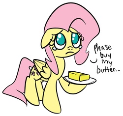 Size: 1051x992 | Tagged: safe, artist:heretichesh, fluttershy, g4, butter, crying, cute, female, floppy ears, flutterbutter, frown, hoof hold, looking up, sad, solo