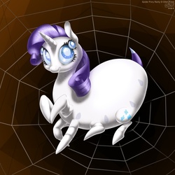 Size: 1000x1000 | Tagged: safe, artist:drjavi, rarity, monster pony, original species, spider, spiderpony, g4, cute, female, smiling, solo, species swap, spider web