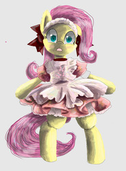 Size: 2781x3774 | Tagged: safe, artist:owlvortex, fluttershy, pony, g4, bipedal, clothes, dress, female, fluttermaid, maid, solo, wip