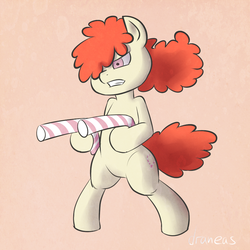 Size: 900x900 | Tagged: safe, artist:draneas, twist, earth pony, pony, g4, 30 minute art challenge, bipedal, candy cane, female, solo, standing