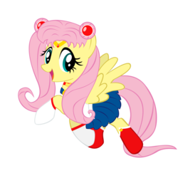 Size: 1024x1024 | Tagged: dead source, safe, artist:my-little-throwaway, fluttershy, pegasus, pony, g4, clothes, cosplay, costume, female, mare, sailor moon (series), simple background, solo, transparent background