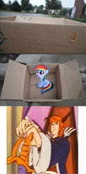 Size: 828x1676 | Tagged: safe, rainbow dash, pegasus, pony, g4, dashie meme, evil people finding dash meme, exploitable meme, prince heinel, voltes v