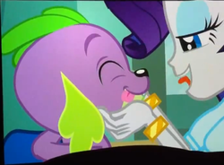 Size: 584x430 | Tagged: safe, screencap, rarity, spike, dog, equestria girls, g4, my little pony equestria girls, female, male, out of context, photo, picture of a screen, shipping fuel, spike the dog