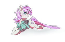 Size: 1280x832 | Tagged: dead source, safe, artist:rendoas, twilight velvet, pony, unicorn, g4, clothes, female, lying down, prone, solo, sweater