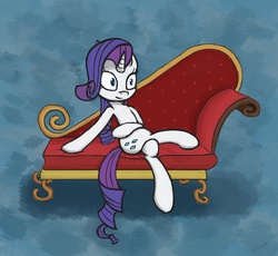 Size: 1000x919 | Tagged: safe, artist:cezzlo, rarity, g4, couch, fainting couch, female, sitting, solo