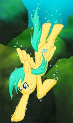 Size: 619x1038 | Tagged: safe, artist:indigoecho, sunshower raindrops, g4, female, solo, underwater