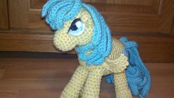 Size: 900x507 | Tagged: safe, artist:samandraecrafts, sunshower raindrops, g4, irl, knit, photo, plushie