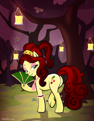 Size: 927x1200 | Tagged: safe, artist:deeptriviality, cherry jubilee, earth pony, pony, g4, butt, fan, female, garter, handheld fan, plot, solo