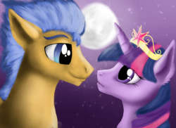 Size: 1024x745 | Tagged: safe, artist:vaileaa, flash sentry, twilight sparkle, alicorn, pony, g4, big crown thingy, element of magic, female, male, mare, ship:flashlight, shipping, straight, twilight sparkle (alicorn)