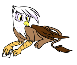 Size: 500x424 | Tagged: safe, artist:ghost, gilda, griffon, g4, female, note, paper, prone, sad, simple background, solo, white background